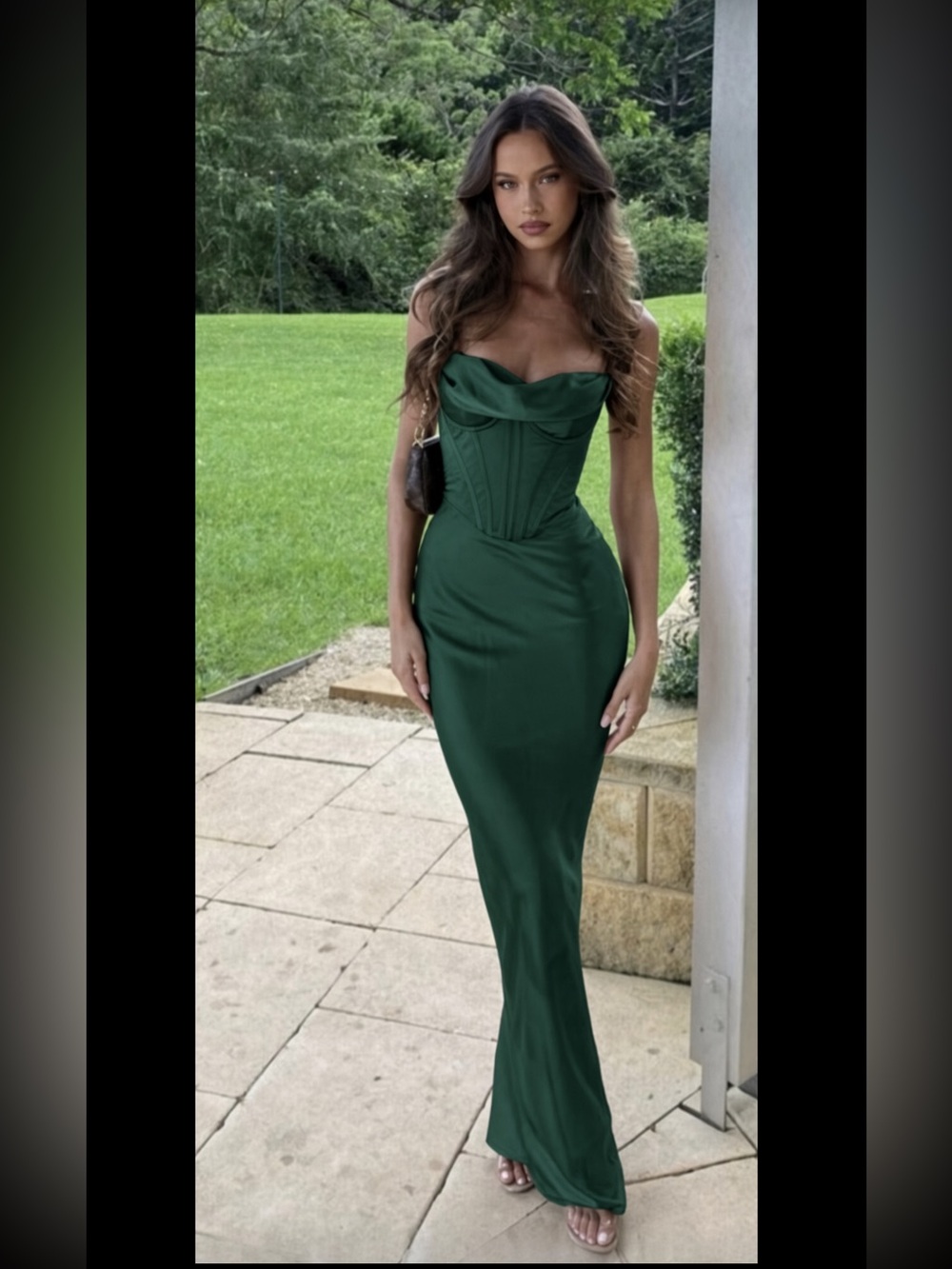 HOUSE OF CB 'Charmaine' Forest Corset Maxi Dress /sz Small US4-6 $285